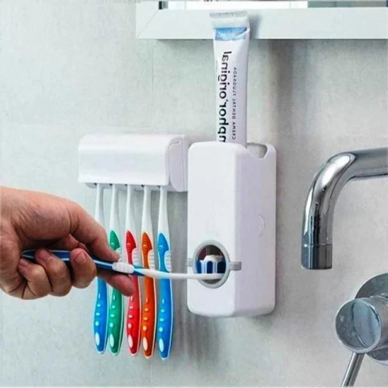 Suporte para Escova e Pasta de Dente com Dispenser Automático